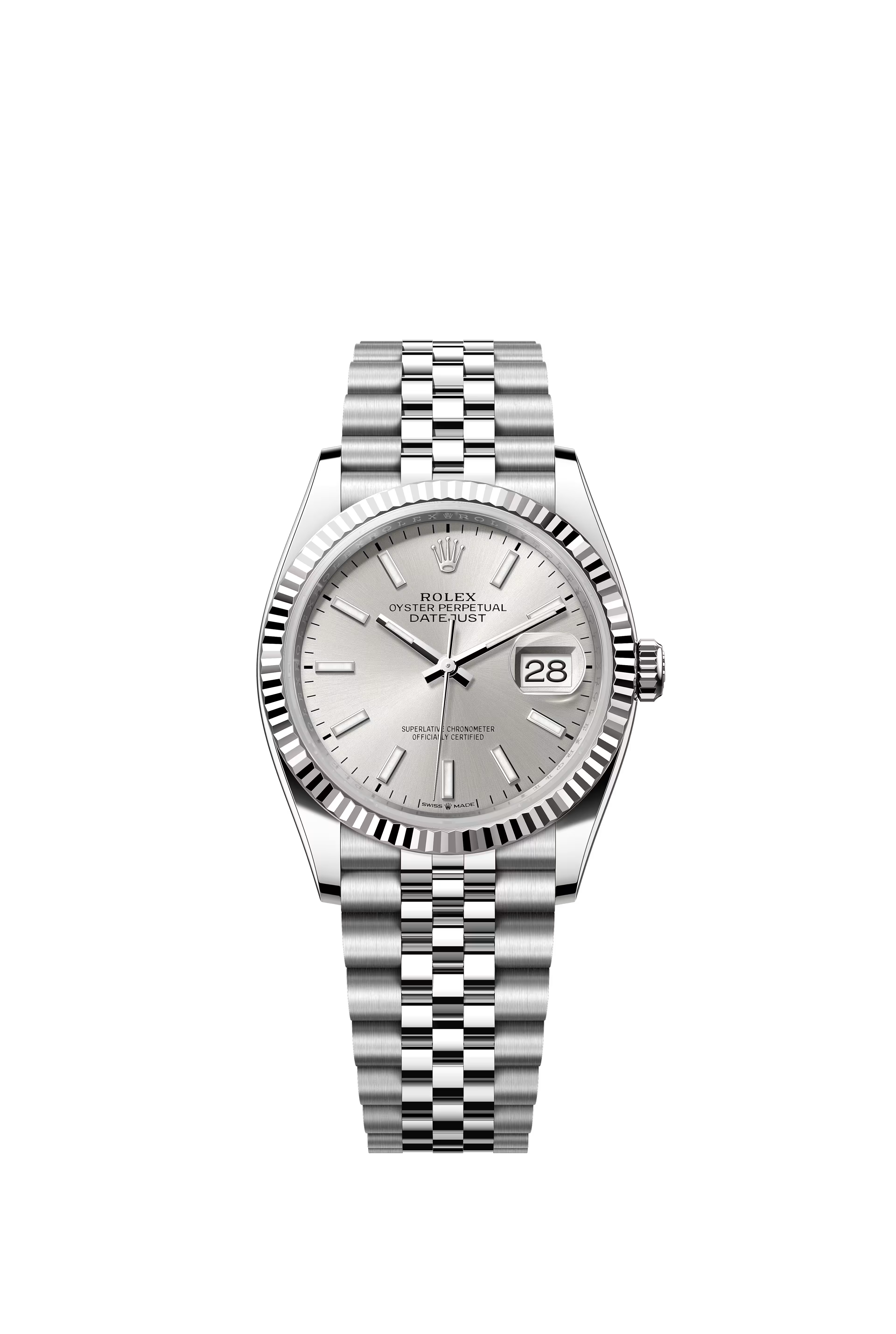 2026, 36mm Datejust Jubilee Fluted Silver Dial
