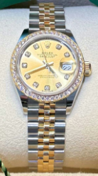 Rolex Datejust 28mm Champagne Diamond Dial Diamond Bezel